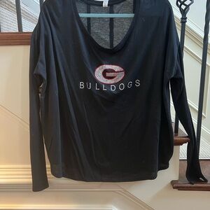 Bella XXL UGA GEORGIA BULLDOGS Sequin Black Bulldogs Long Sleeve Tee